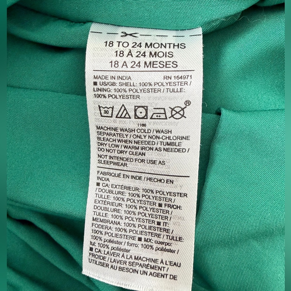 Janie & Jack The Satin Holiday Dress Emerald Green | Toddler 18-24m - Picture 11 of 14
